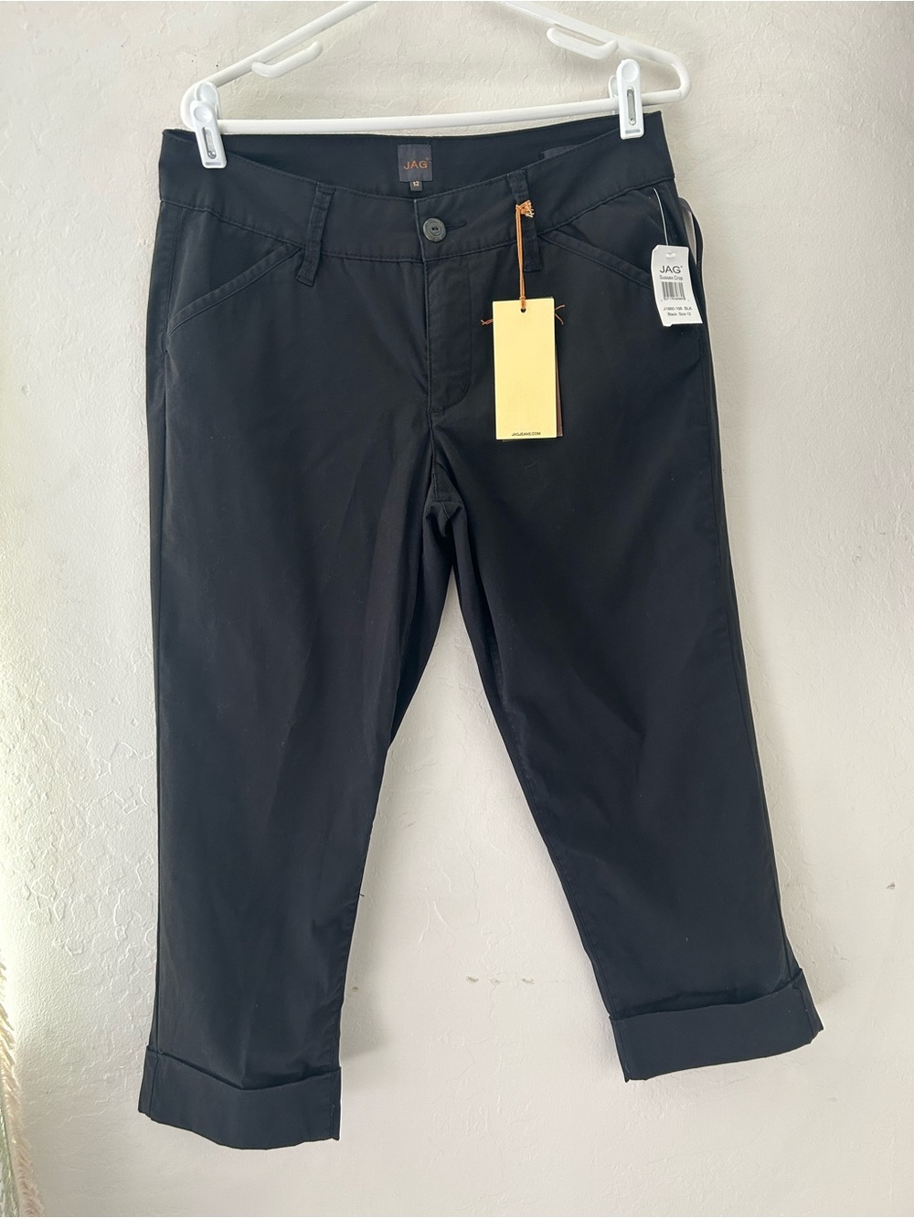 Jag Jeans Black Women’s Cropped Chinos with Cuffed Hem